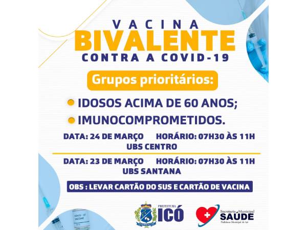 Confira o Calendário de Vacinação Bivalente (Covid-19) para esta semana: