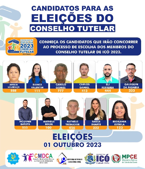 Candidatos para eleição do Conselho Tutelar em Icó.